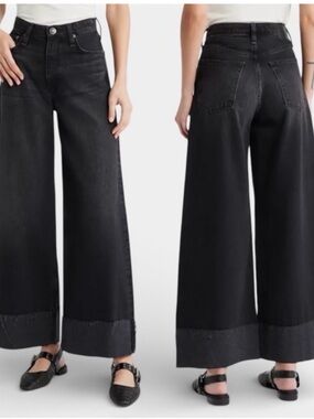 rag & bone Black Wide-Leg High-Rise Jeans